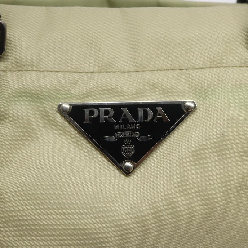 PRADA Hand Bag Nylon White Silver Auth bs24488