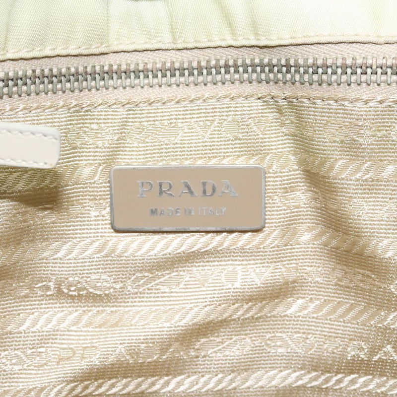 PRADA Hand Bag Nylon White Silver Auth bs24488