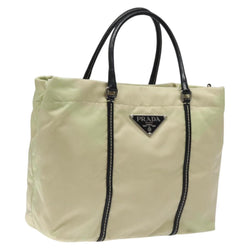 PRADA Hand Bag Nylon White Silver Auth bs24488