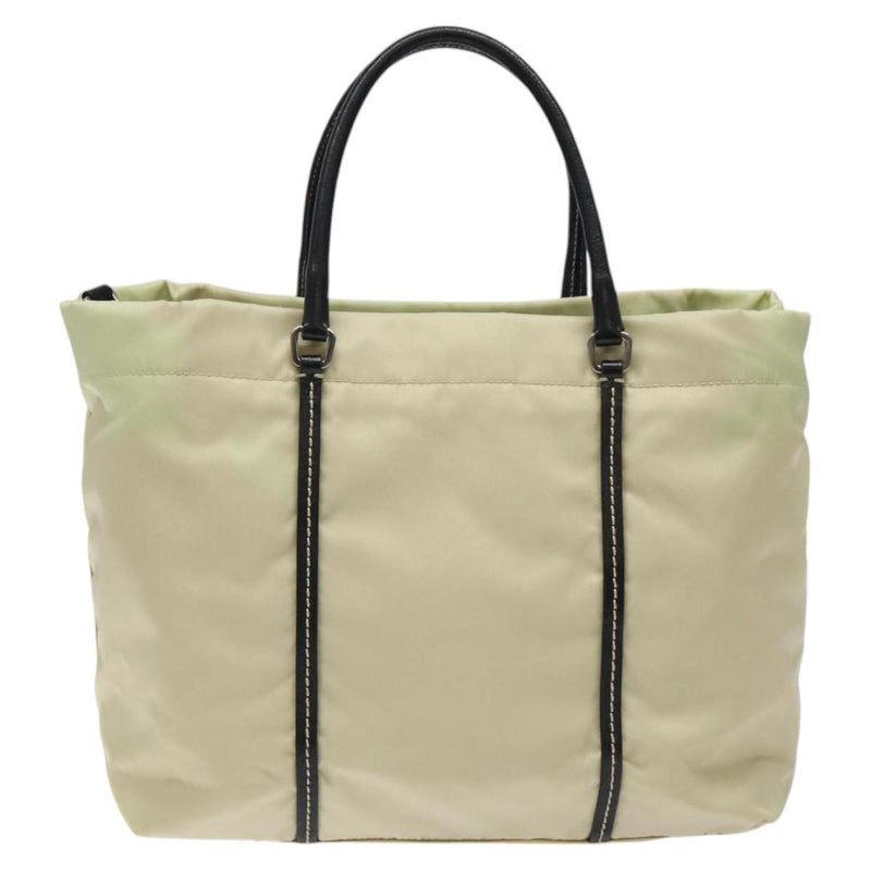 PRADA Hand Bag Nylon White Silver Auth bs24488