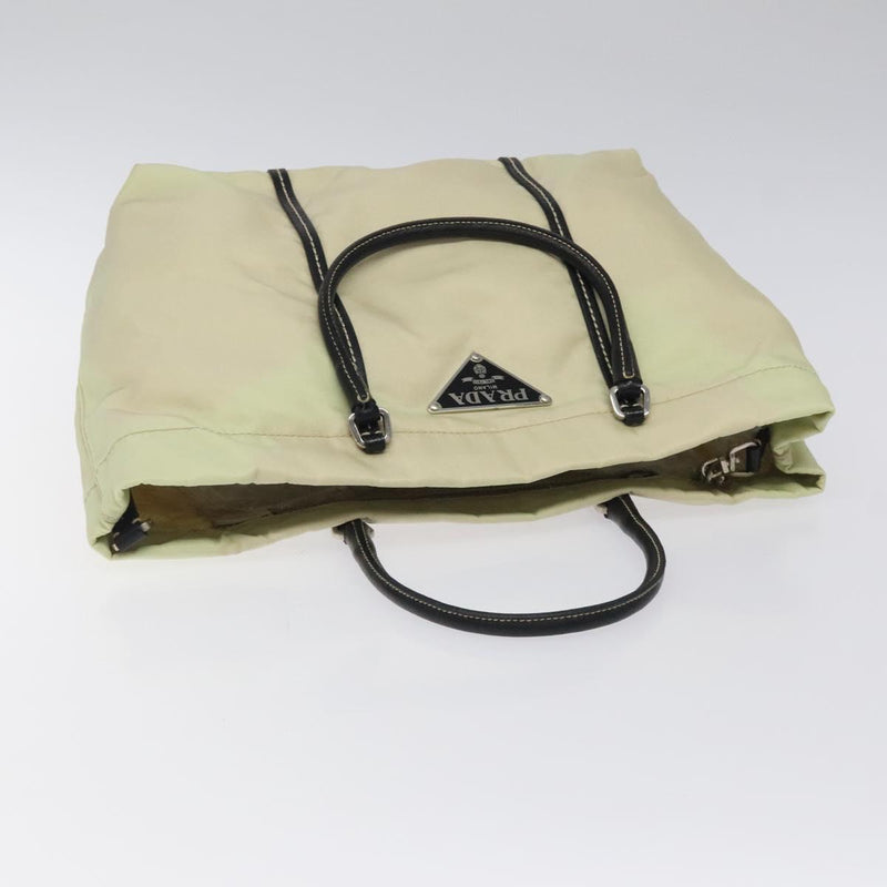 PRADA Hand Bag Nylon White Silver Auth bs24488