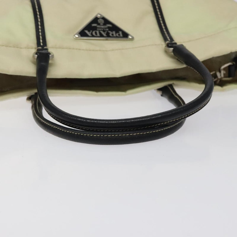PRADA Hand Bag Nylon White Silver Auth bs24488