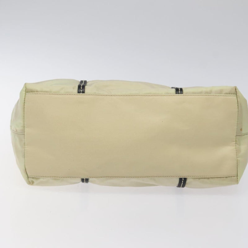 PRADA Hand Bag Nylon White Silver Auth bs24488