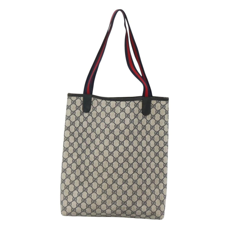GUCCI GG Supreme Sherry Line Tote Bag PVC Leather Navy 39 02 003 Auth bs24522
