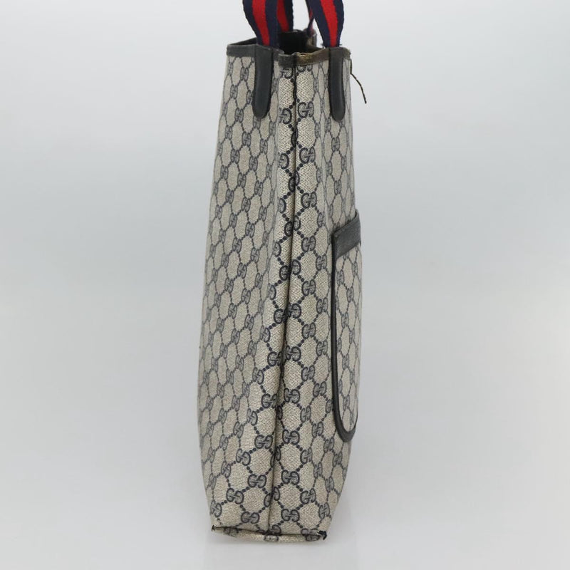 GUCCI GG Supreme Sherry Line Tote Bag PVC Leather Navy 39 02 003 Auth bs24522