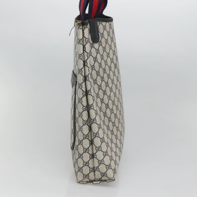 GUCCI GG Supreme Sherry Line Tote Bag PVC Leather Navy 39 02 003 Auth bs24522