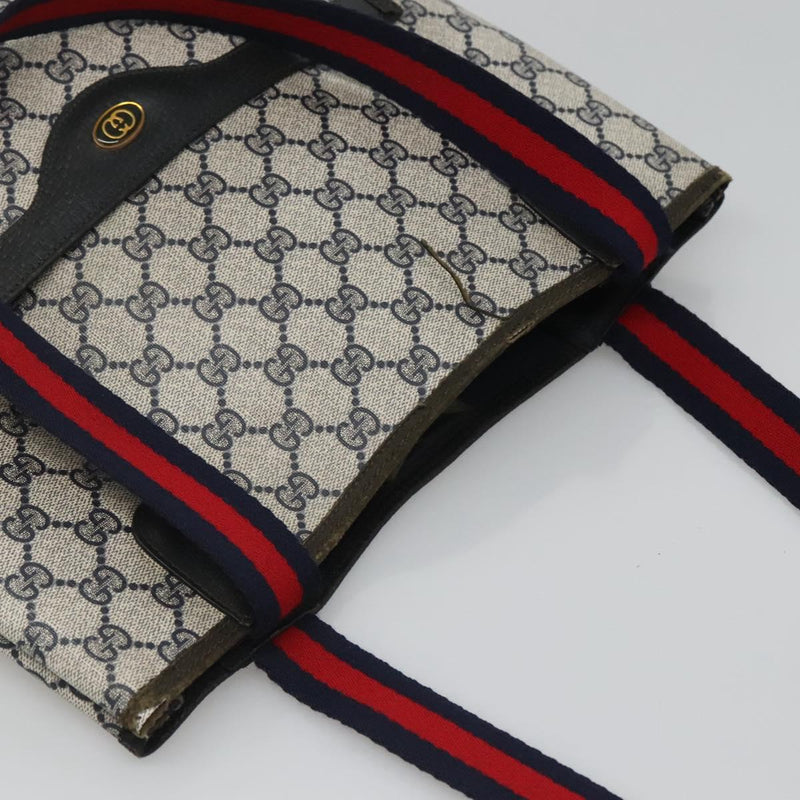 GUCCI GG Supreme Sherry Line Tote Bag PVC Leather Navy 39 02 003 Auth bs24522