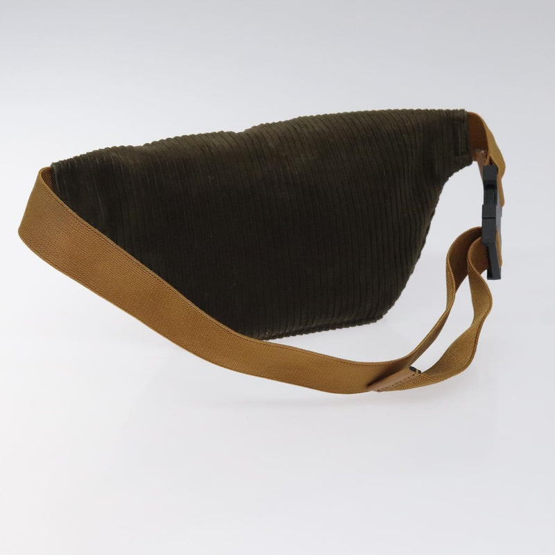 GUCCI Waist bag Corduroy Khaki Silver 502095 Auth bs24540