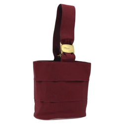 Salvatore Ferragamo Hand Bag Canvas Red Gold Auth BS24561