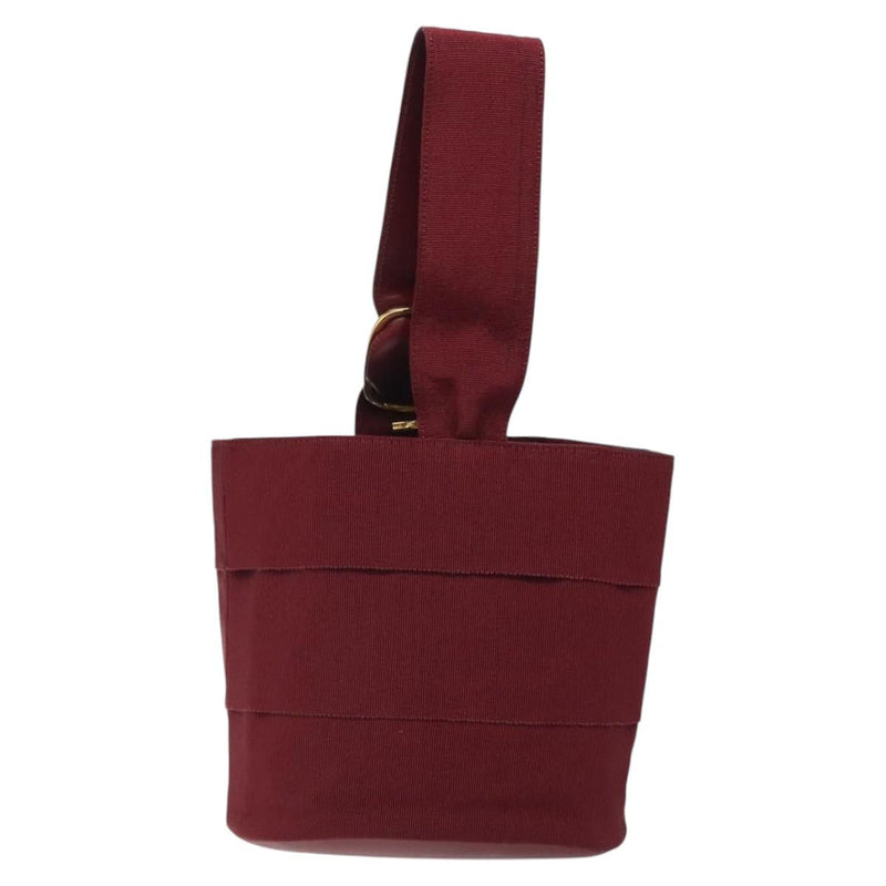 Salvatore Ferragamo Hand Bag Canvas Red Gold Auth BS24561