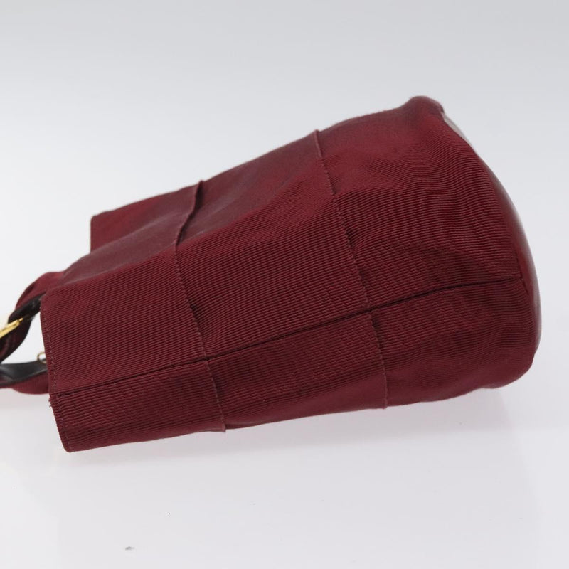 Salvatore Ferragamo Hand Bag Canvas Red Gold Auth BS24561