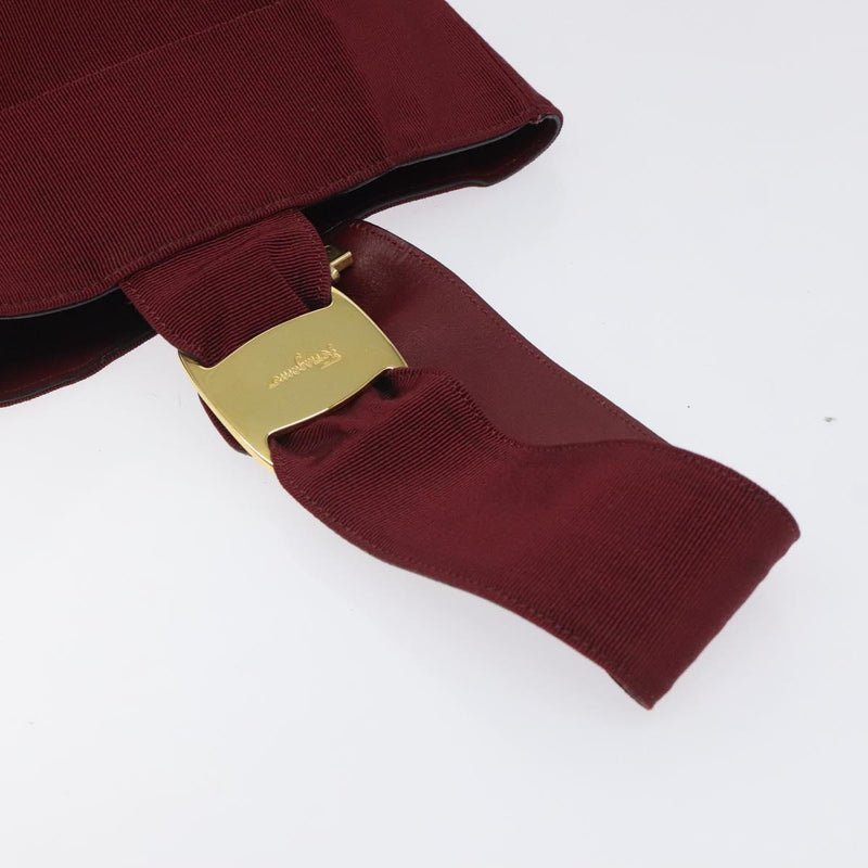 Salvatore Ferragamo Hand Bag Canvas Red Gold Auth BS24561