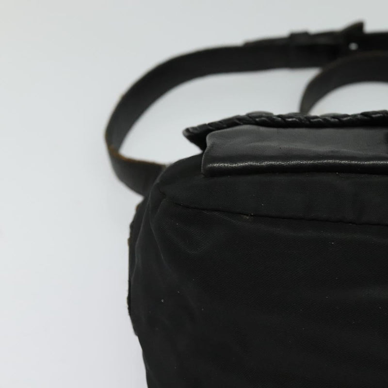 PRADA Shoulder Bag Leather Black Auth bs24581