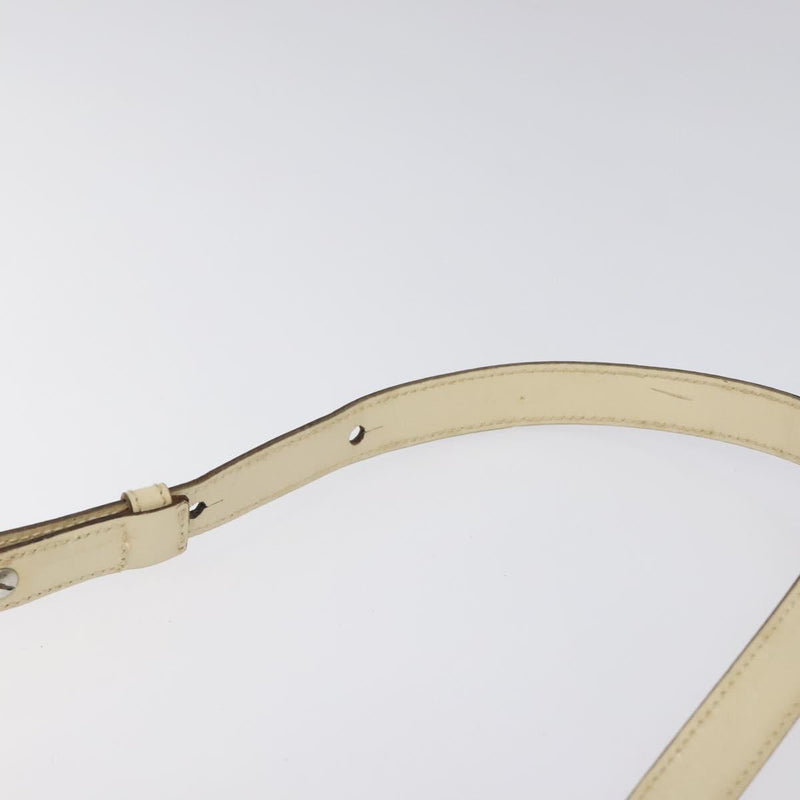 CELINE Shoulder Bag Enamel Silver Cream Auth bs24599