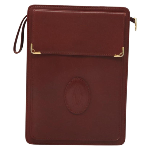 CARTIER Must Line Clutch Bag Leather Bordeaux Auth bs24615
