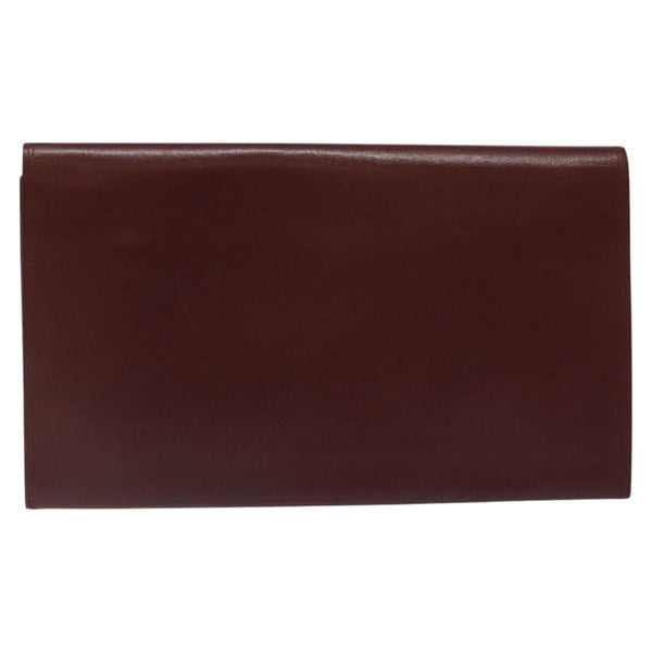 CARTIER Must Line Clutch Bag Leather Bordeaux Auth bs24616