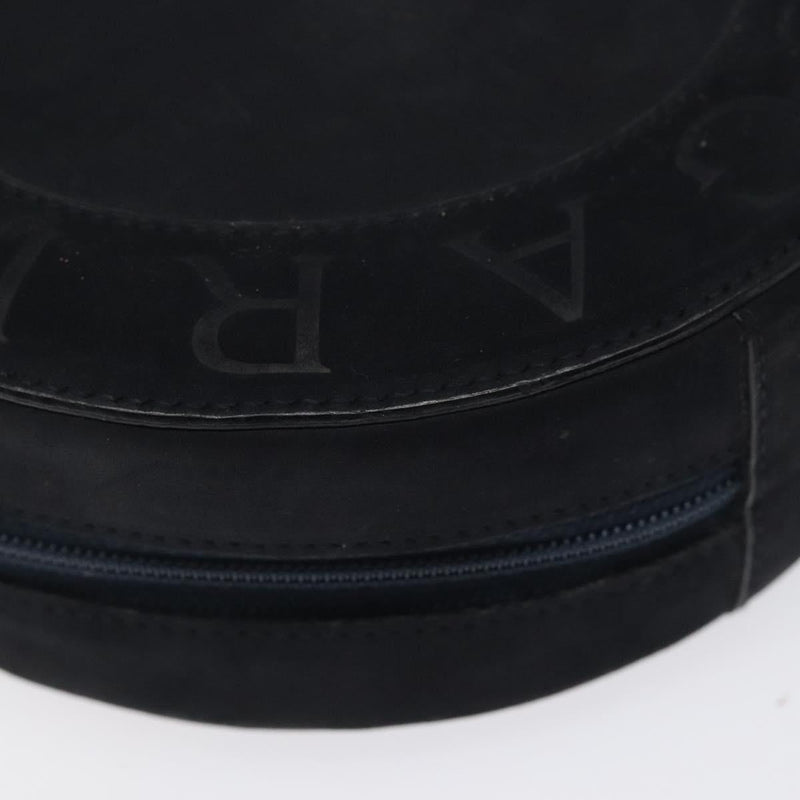 BVLGARI Shoulder Bag Suede Navy Silver Auth bs24625