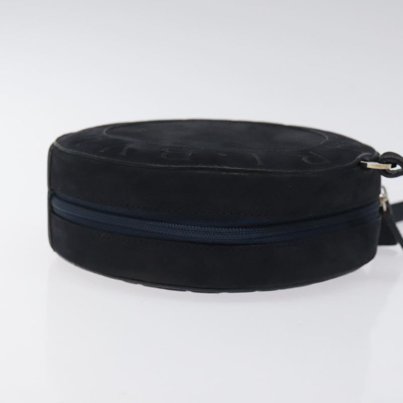 BVLGARI Shoulder Bag Suede Navy Silver Auth bs24625