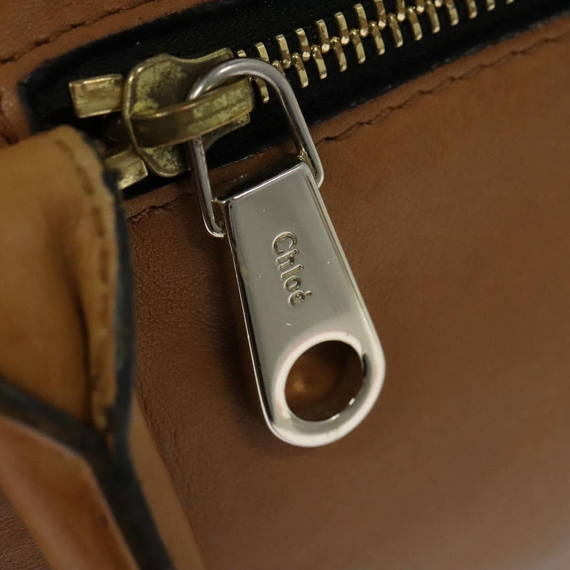 Chloe Shoulder Bag Leather Brown Gold Auth bs24630