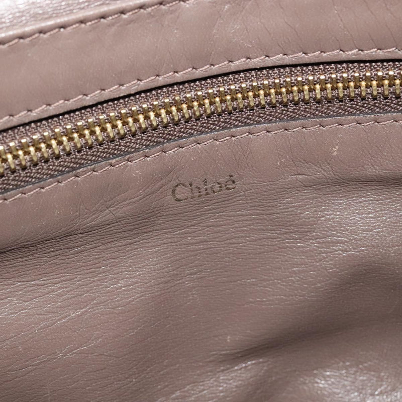 Chloe Shoulder Bag Leather Brown Gold Auth bs24630