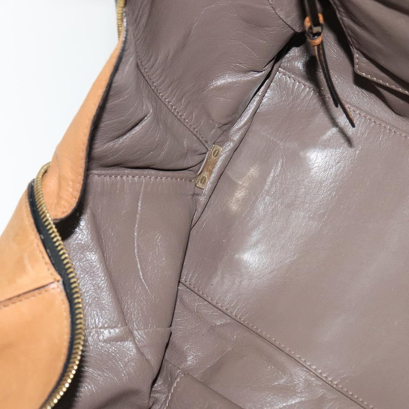 Chloe Shoulder Bag Leather Brown Gold Auth bs24630