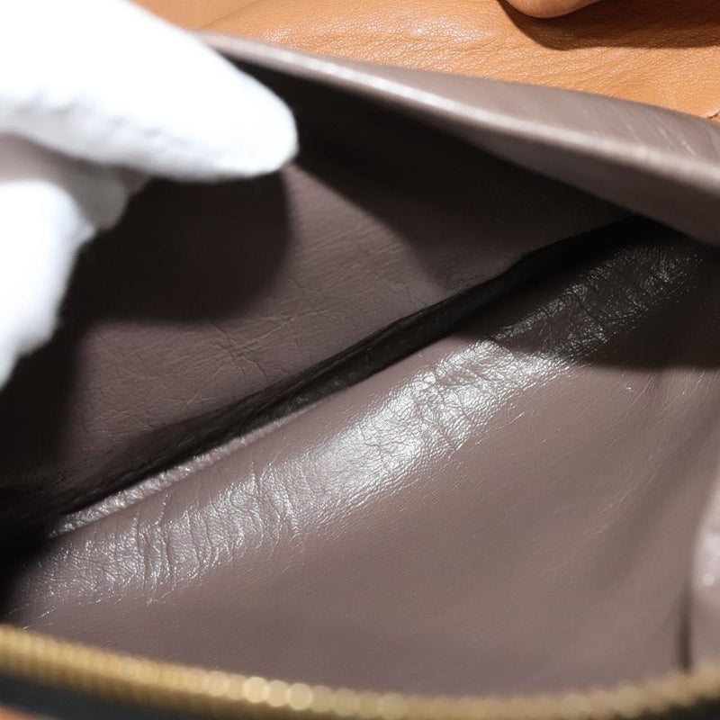 Chloe Shoulder Bag Leather Brown Gold Auth bs24630