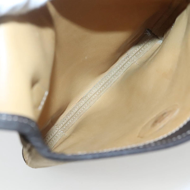 LOEWE Anagram Shoulder Bag Suede Leather Beige Gold Auth bs24635