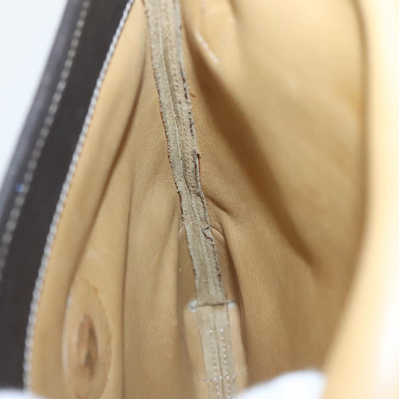 LOEWE Anagram Shoulder Bag Suede Leather Beige Gold Auth bs24635