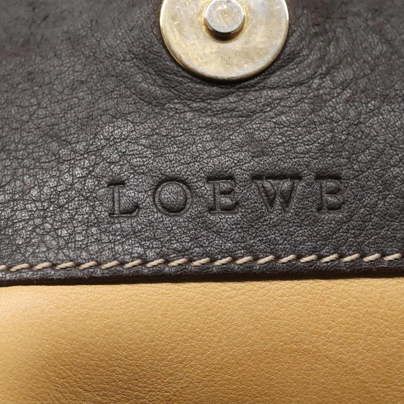 LOEWE Anagram Shoulder Bag Suede Leather Beige Gold Auth bs24635