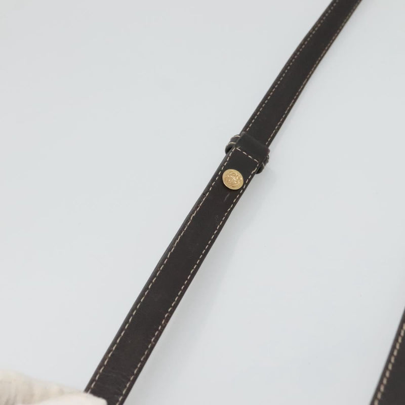 LOEWE Anagram Shoulder Bag Suede Leather Beige Gold Auth bs24635