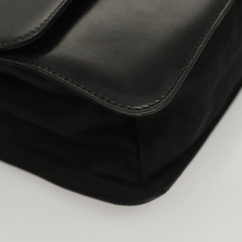 PRADA Shoulder Bag Leather Black Silver Auth bs24643
