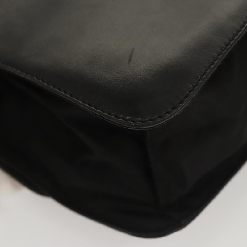 PRADA Shoulder Bag Leather Black Silver Auth bs24643