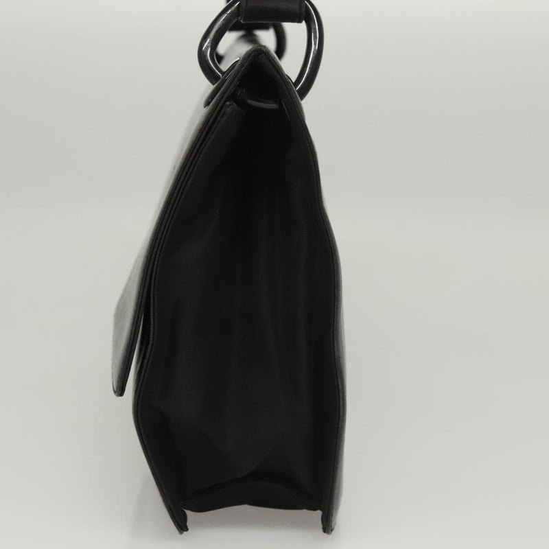 PRADA Shoulder Bag Leather Black Silver Auth bs24643