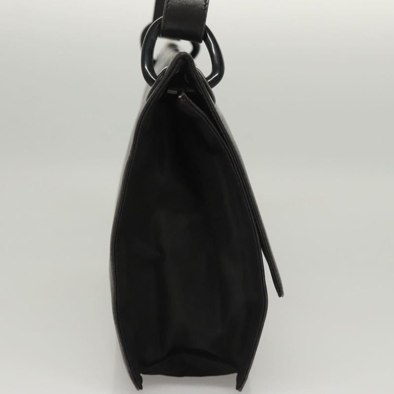 PRADA Shoulder Bag Leather Black Silver Auth bs24643