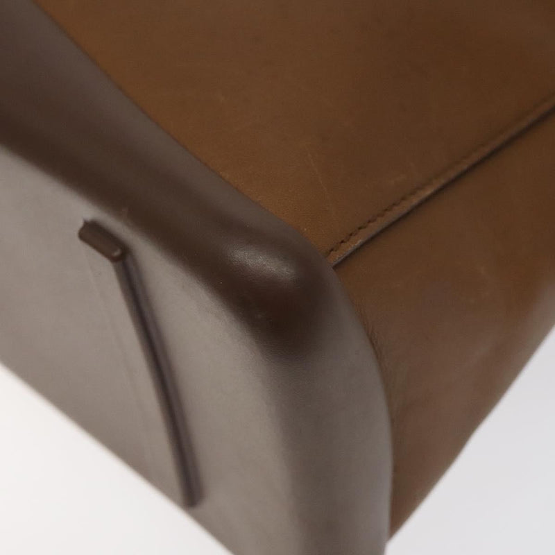 PRADA Shoulder Bag Leather Brown Silver Auth bs24644