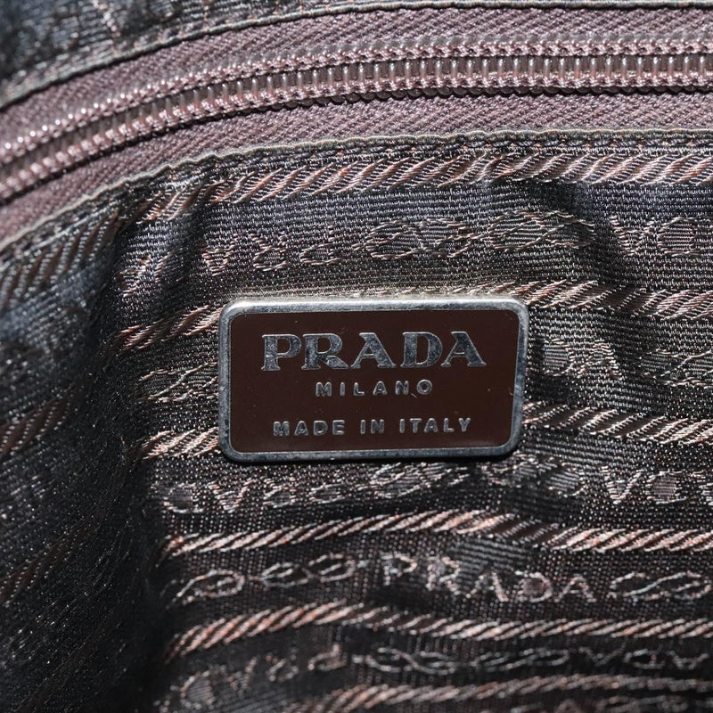 PRADA Shoulder Bag Leather Brown Silver Auth bs24644