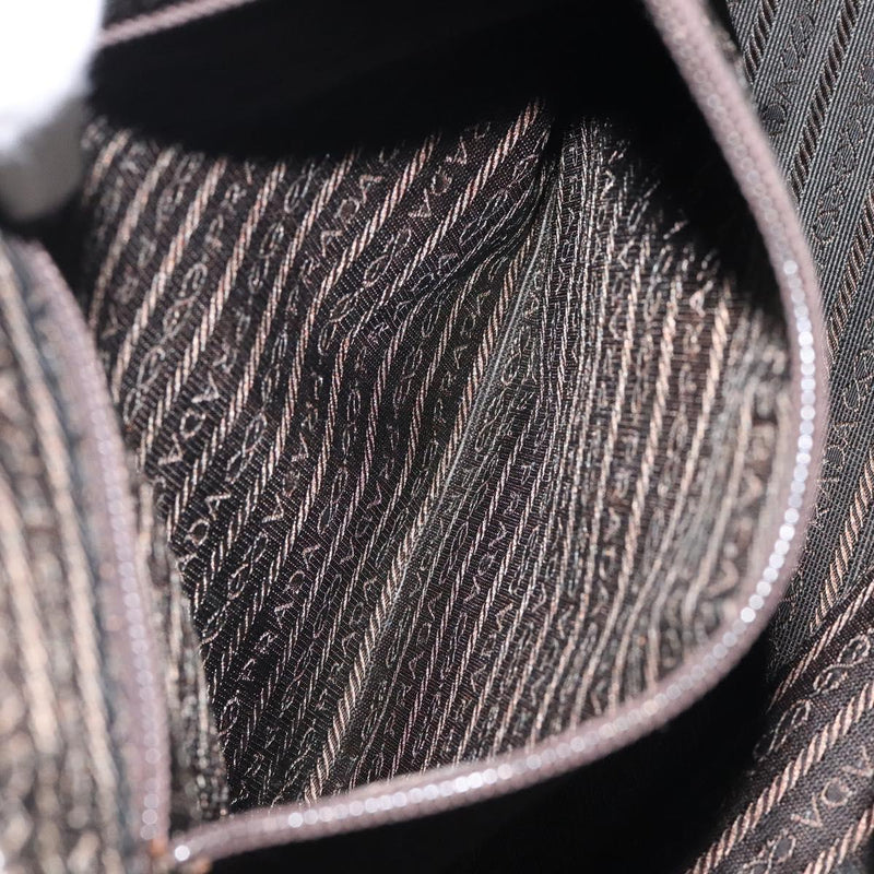 PRADA Shoulder Bag Leather Brown Silver Auth bs24644