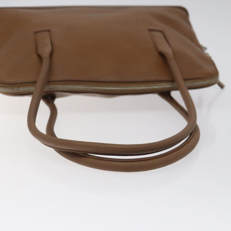 PRADA Shoulder Bag Leather Brown Silver Auth bs24644