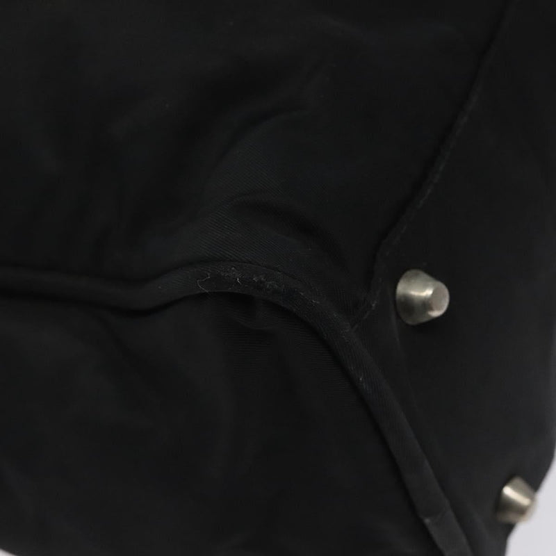 PRADA Hand Bag Nylon Black Silver Auth bs24646