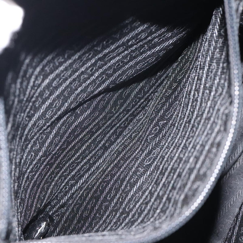 PRADA Hand Bag Nylon Black Silver Auth bs24646