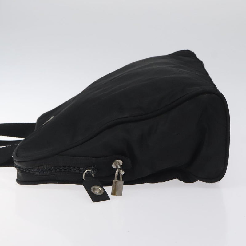 PRADA Hand Bag Nylon Black Silver Auth bs24646