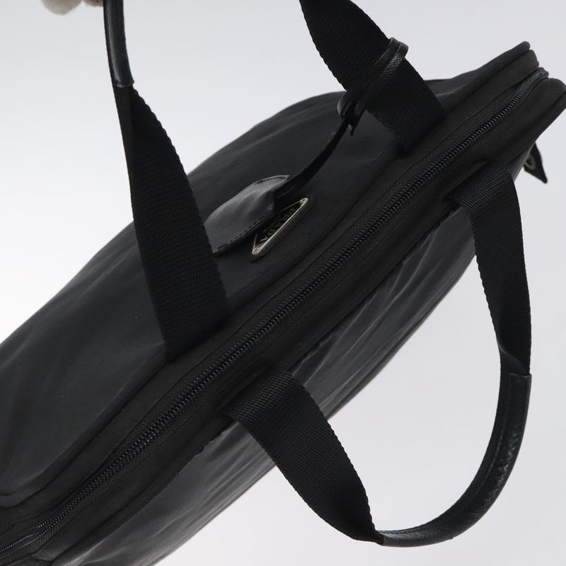 PRADA Hand Bag Nylon Black Silver Auth bs24646