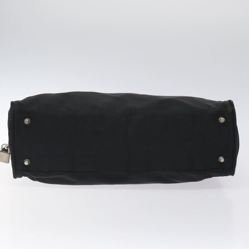 PRADA Hand Bag Nylon Black Silver Auth bs24646