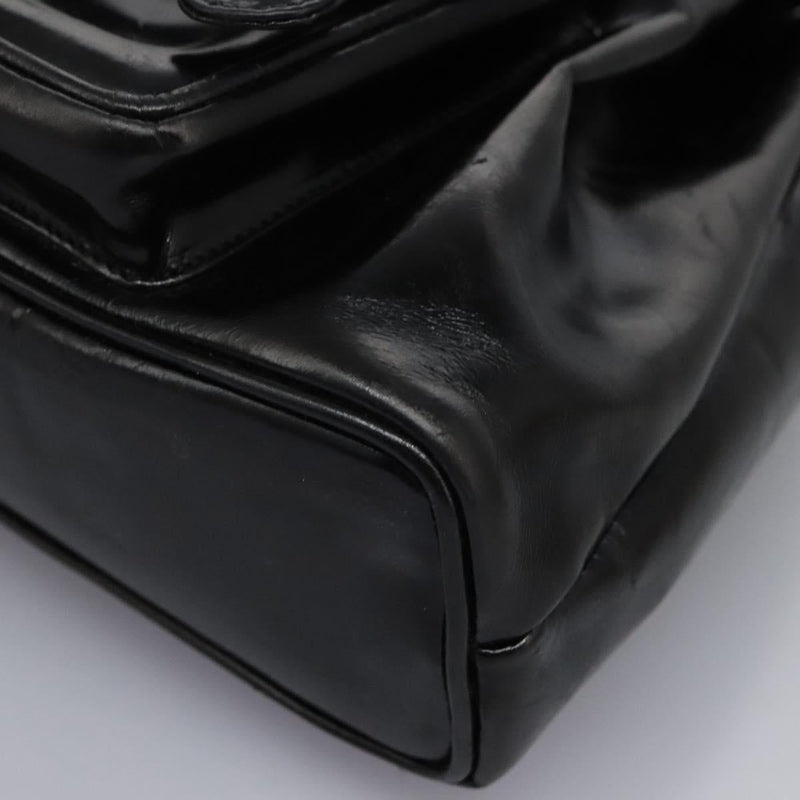 GUCCI Bamboo Backpack Enamel Black Silver 003 2034 0030 Auth bs24652