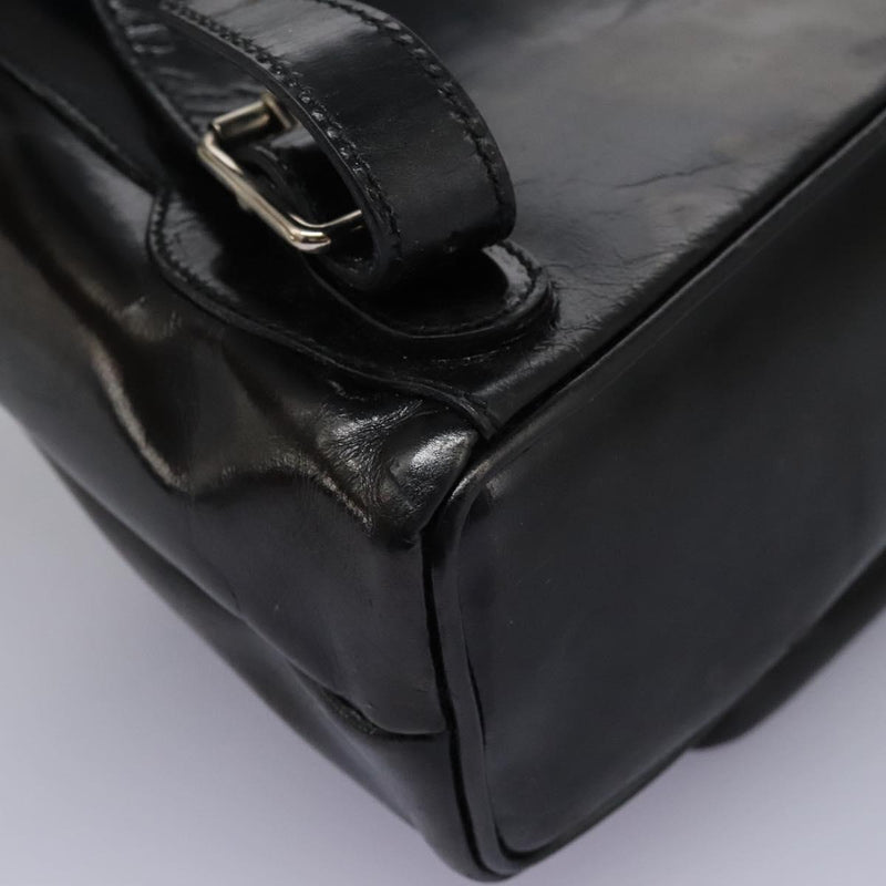 GUCCI Bamboo Backpack Enamel Black Silver 003 2034 0030 Auth bs24652