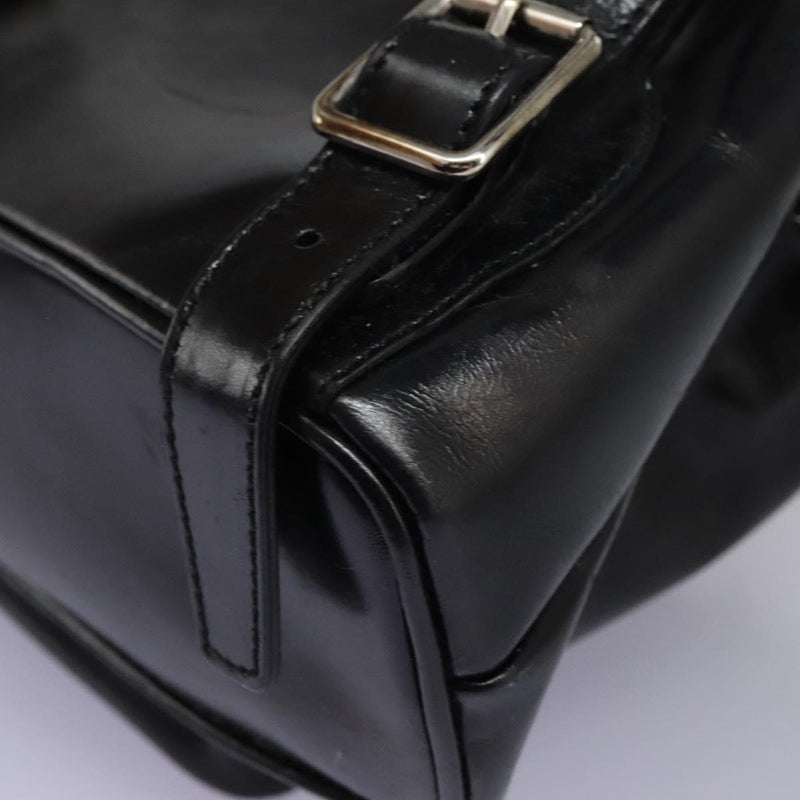 GUCCI Bamboo Backpack Enamel Black Silver 003 2034 0030 Auth bs24652