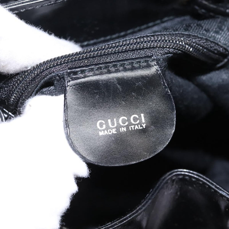 GUCCI Bamboo Backpack Enamel Black Silver 003 2034 0030 Auth bs24652
