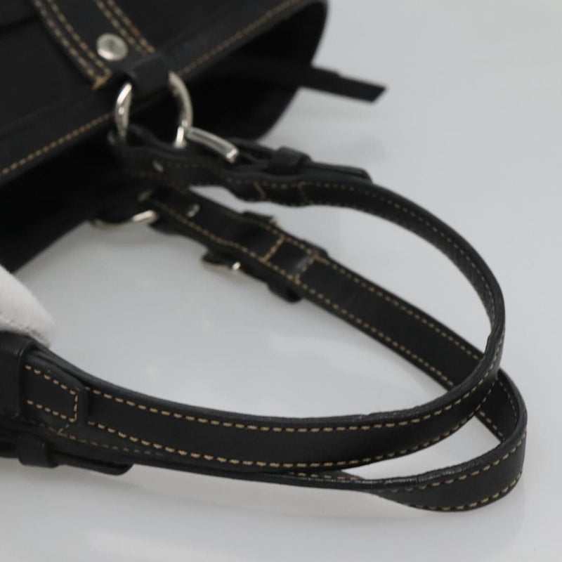 Coach Signature Hand Bag Canvas Black Silver Auth bs24653