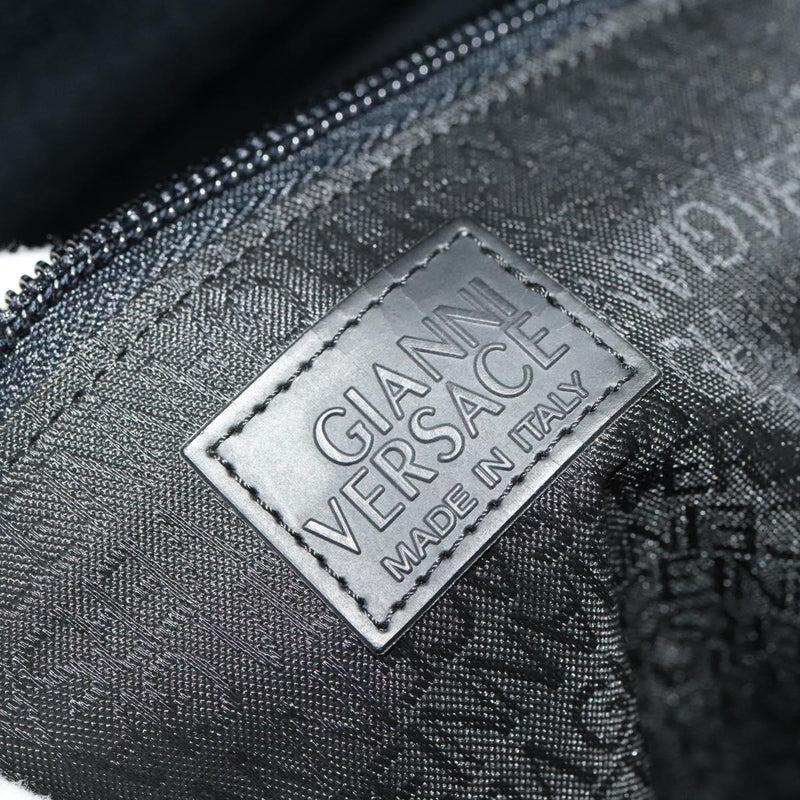 Gianni Versace Hand Bag Canvas 2way Black Silver Auth bs24675