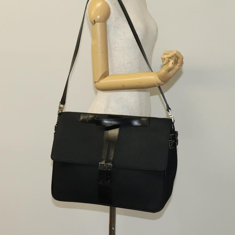 Gianni Versace Hand Bag Canvas 2way Black Silver Auth bs24675